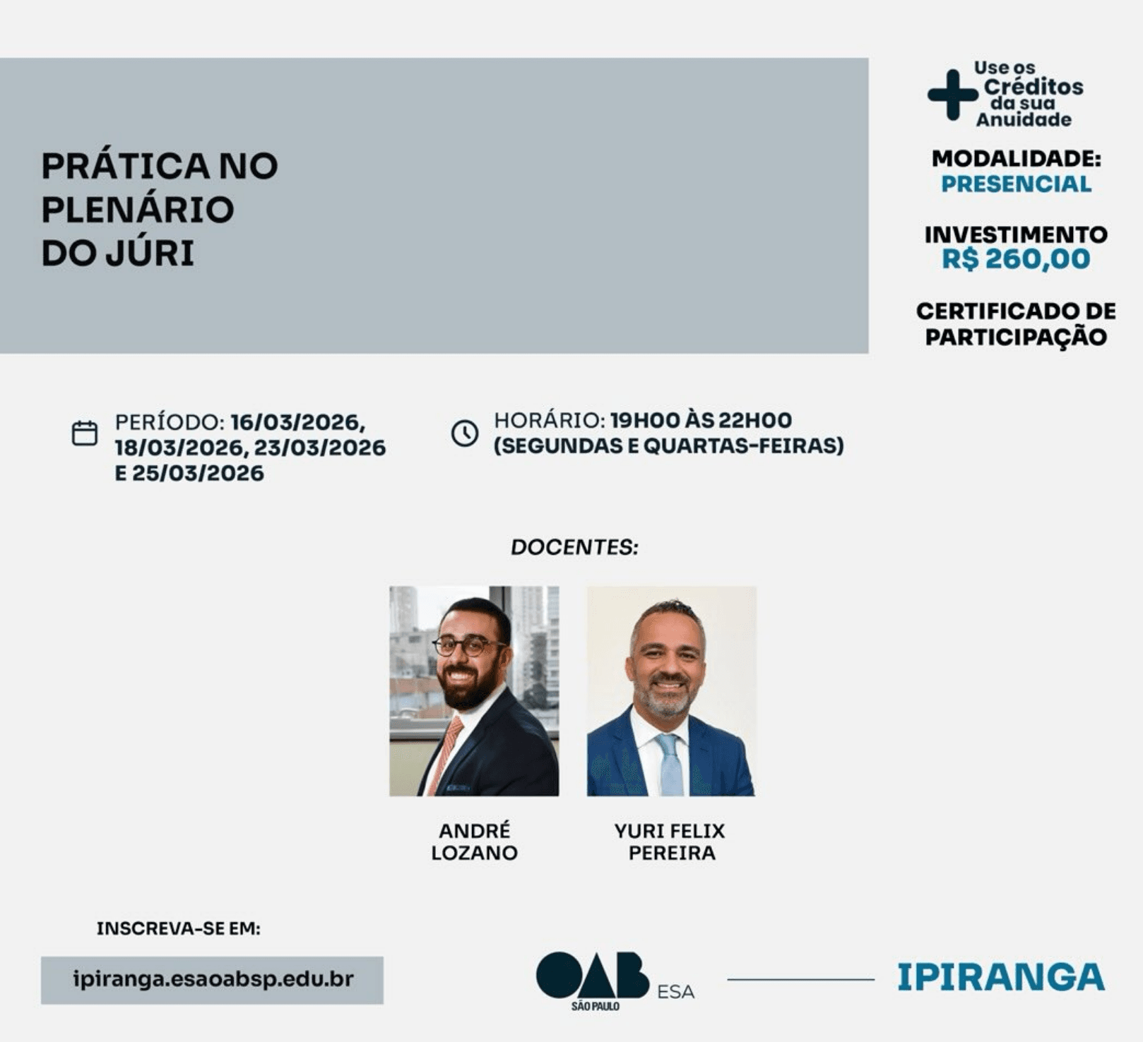 📙 ESA Ipiranga: Prática no Plenário do Júri