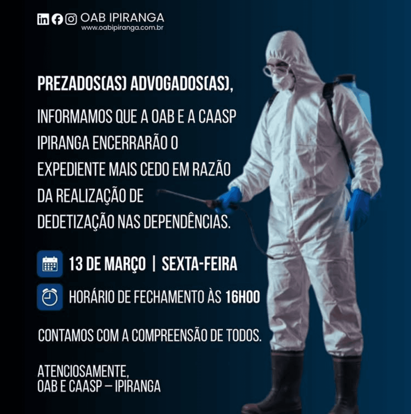 Comunicado: Detetização