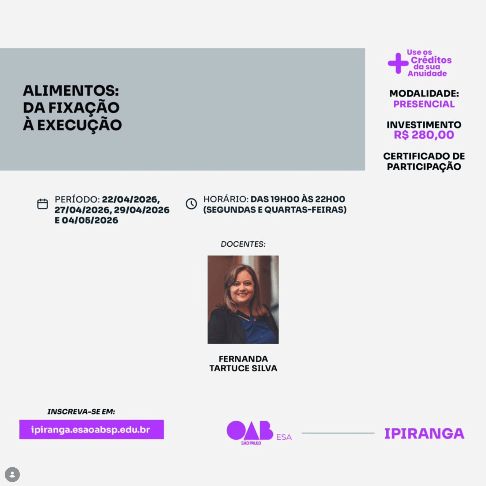 📙 ESA IPIRANGA: Alimentos: Da fixação à execução