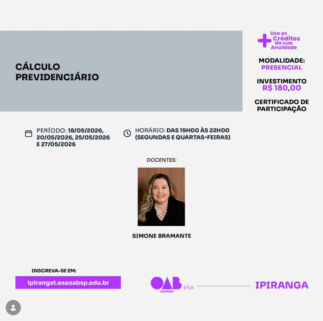📙 ESA OAB Ipiranga : Curso Cálculo Previdenciário