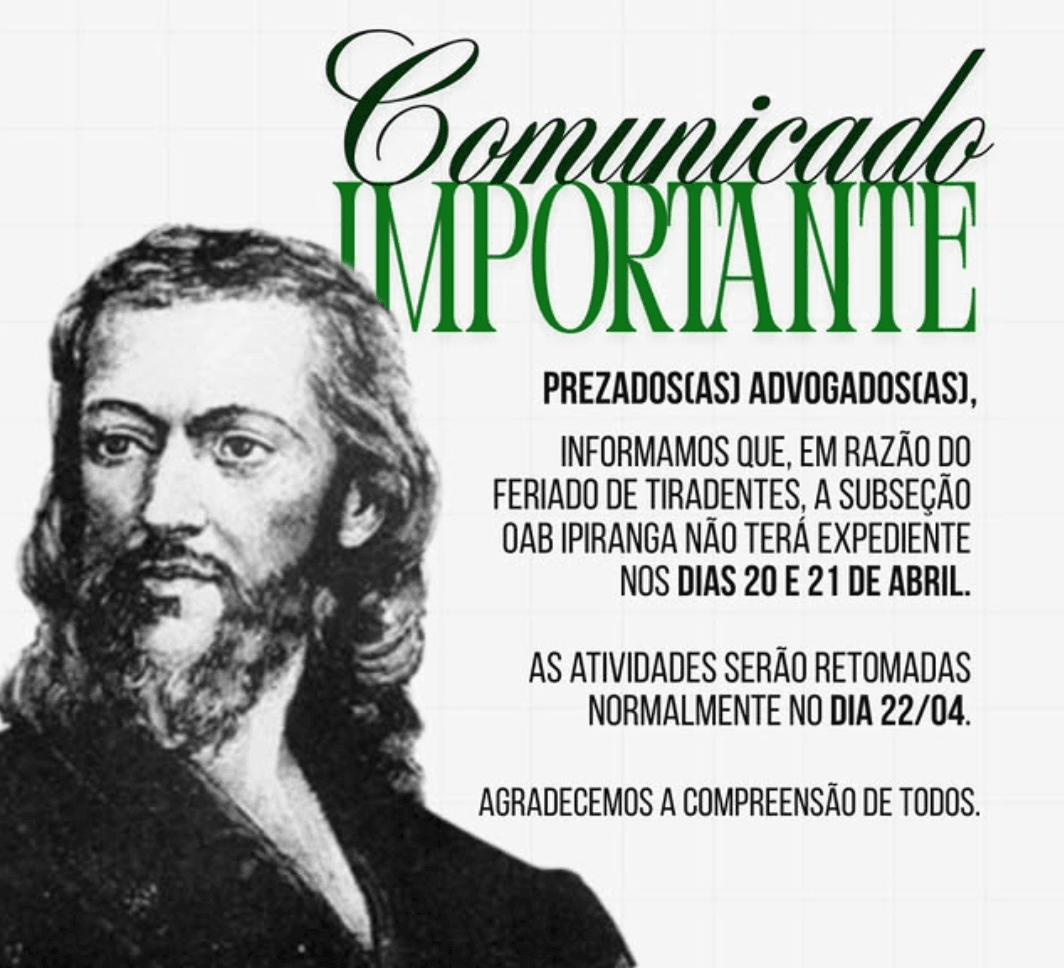 Comunicado: Expediente Feriado de Tiradentes
