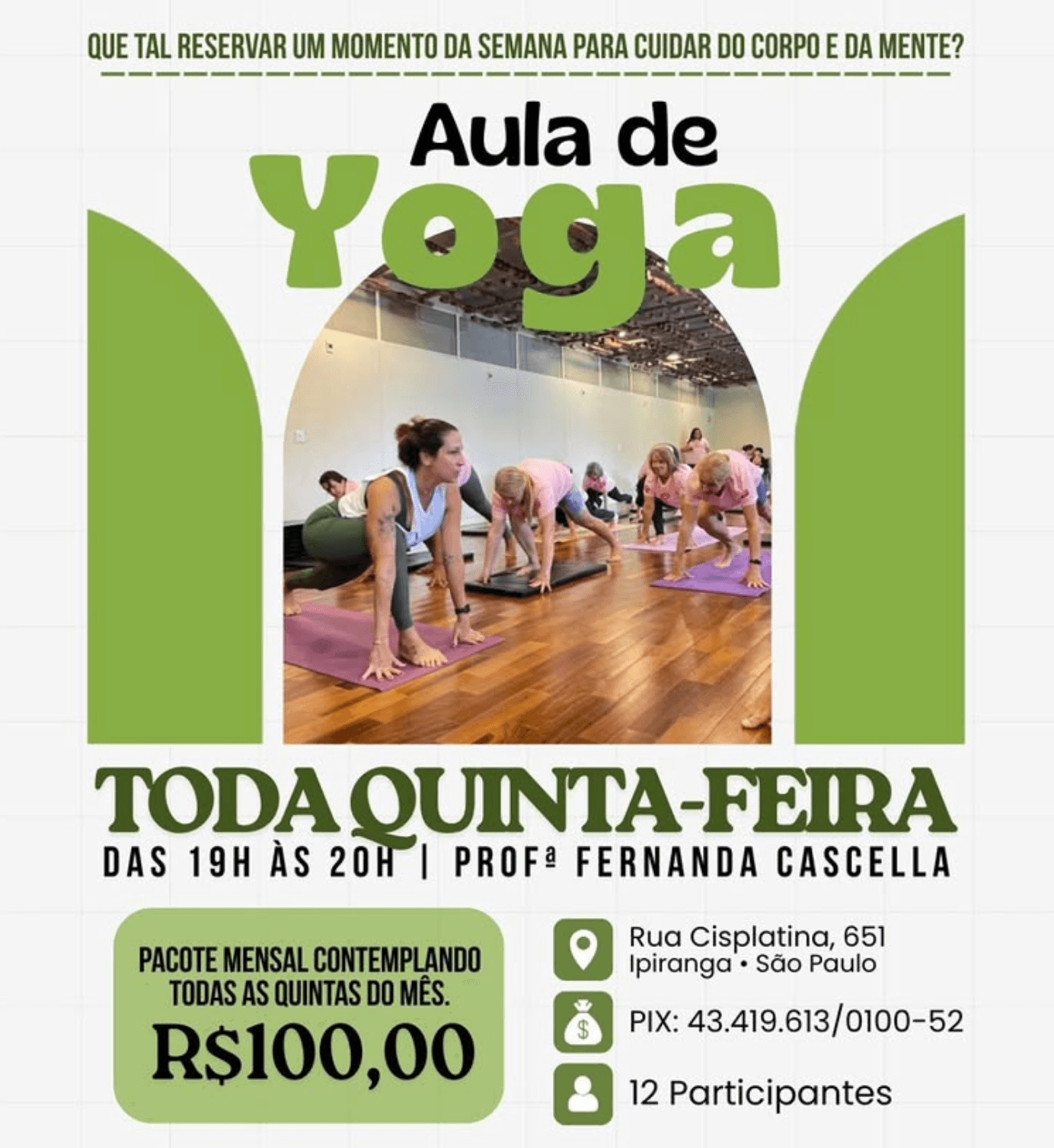 Aulas de Yoga (quintas-feiras)