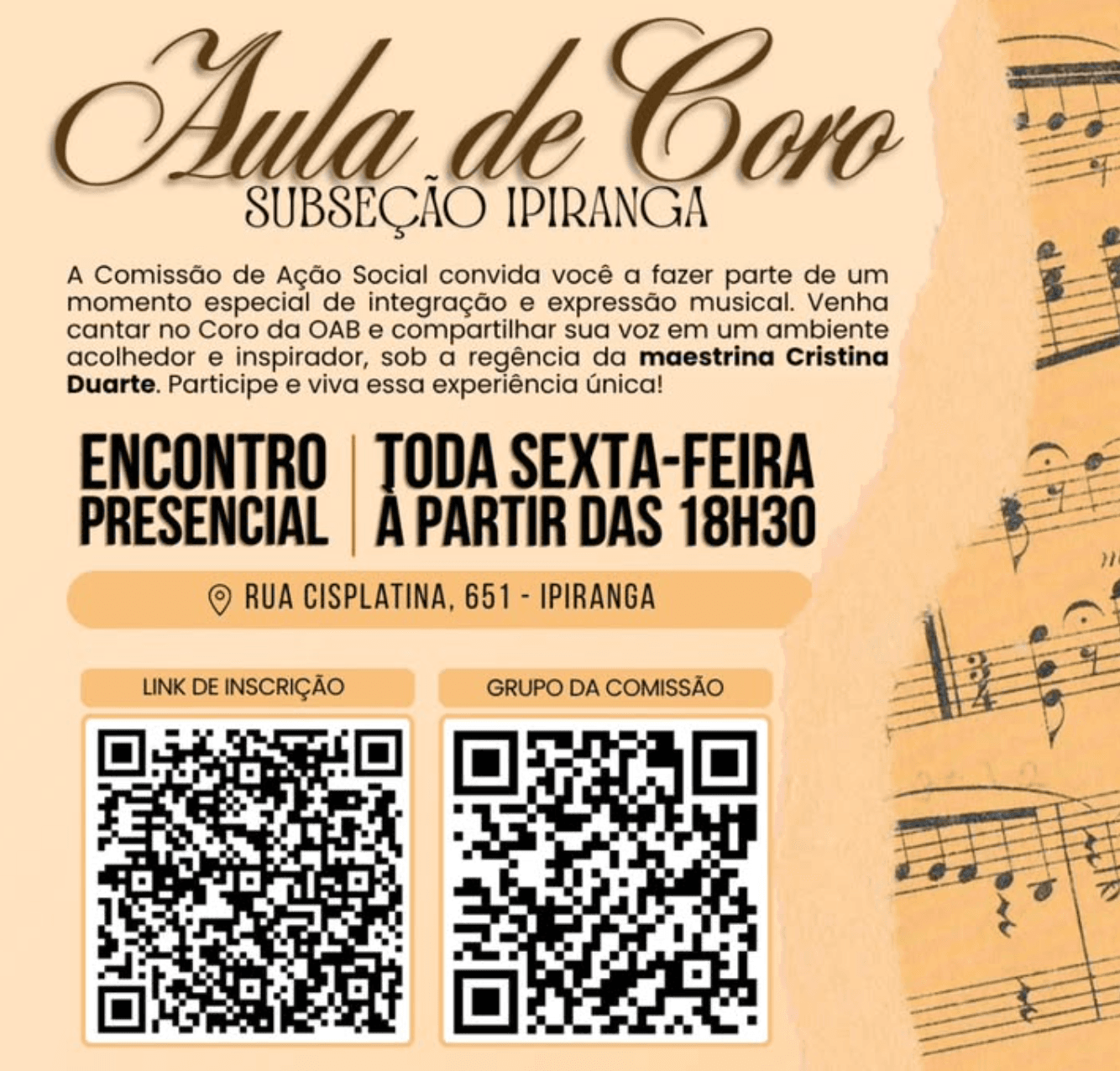 Aulas de Coro (sextas-feiras)