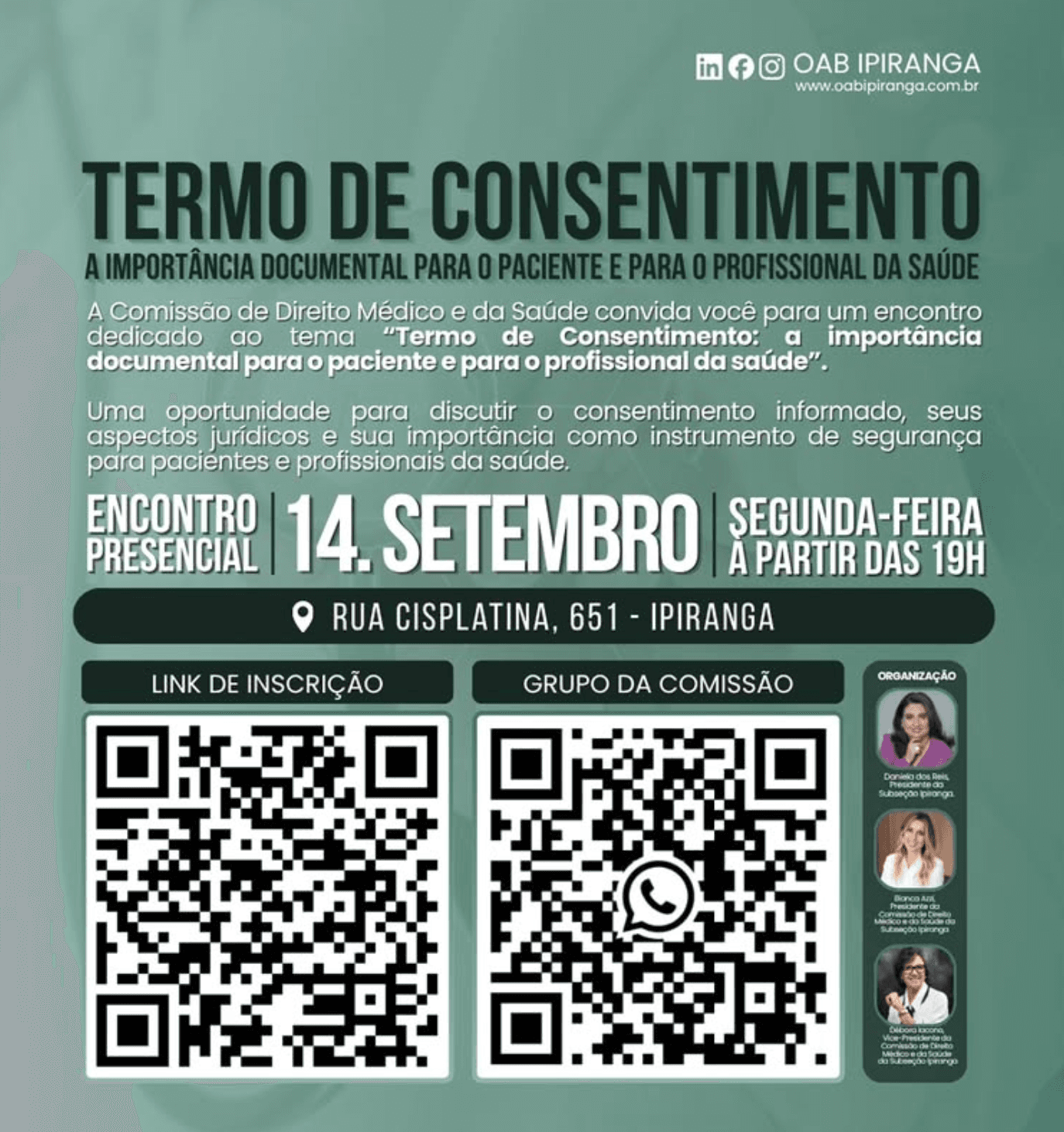 Reunião da Comissão de Direito Médico e da Saúde