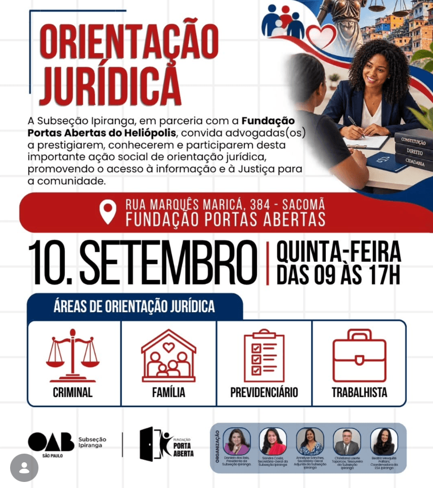 AÇÃO SOCIAL – Orientação Jurídica 🤝💙