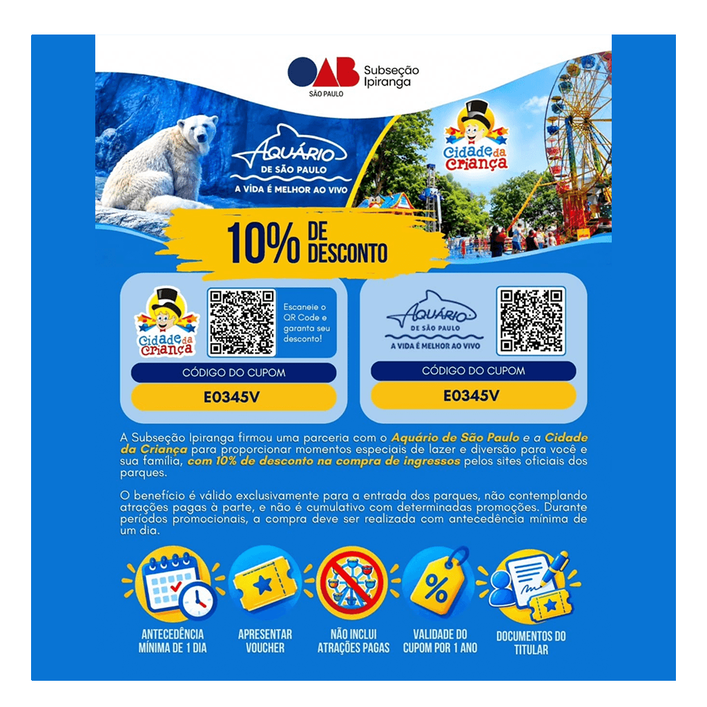 🐠🎠 Aquário + Cidade da Criança: Benefícios exclusivos!
