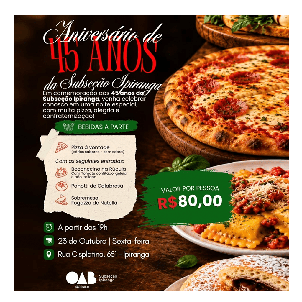 🎉🥳 Aniversário de 45 anos OAB Ipiranga